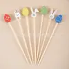 Pinchos de fruta coloridos con temática de conejos de Pascua para decoración de bares y restaurantes, palillos de bambú de un solo uso