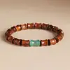 Pulsera de Sándalo Verde Natural con Bambú Ascendente y Accesorios de Sándalo, Pieza de Mano Estilo Chino, Regalo para Hombres y Mujeres