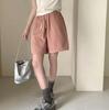 Shorts de Algodão Lavado Estilo Japonês para Mulheres Verão 2025 Cintura Alta Simples Elegante Algodão Puro Solto Casual Wide-Leg Shorts para Mulheres