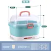 Caja organizadora de vajilla para biberones de bebé con drenaje y tapa, caja organizadora a prueba de polvo para cuenco y palillos de bebé, herramientas para alimentos complementarios, tamaño grande