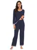Amazon 2026 Otoño e Invierno Ropa de Casa Nueva Conjunto de Pijama de Manga Larga y Pantalón Largo Bloques de Color Navidad Europea y Americana Venta al por Mayor