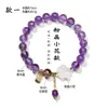 Pulseira de Pedras de Ametista Natural para Mulheres, Pingente de Atração de Sorte Retro de Luxo Leve, Flor de Quartzo Rosa, Design Original com Senso de Tendência