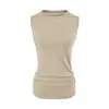 Chaleco de Verano Nuevo de Estilo Europeo y Americano, Cuello Semi Alto, Sin Mangas de Lyocell, Ajuste Delgado, Plisado, Versátil, Elegante