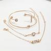 Pulseira simples de nó europeia e americana, moderna, combina com tudo, pulseira aberta de amor com diamantes, conjunto de 4 peças