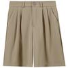 Shorts para Mujer para Usar Afuera Verano Caqui Casual Pierna Ancha Línea A Traje Delgado Cintura Alta Holgado Pierna Recta Longitud Media Pantalones