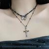 Collar de cuentas cruzadas con mariposas apiladas estilo Spice Y2K, diseño moderno y dulce, gargantilla, accesorios para el cuello
