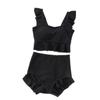 Traje de baño para mujer de dos piezas con pierna de niño conservador adelgazante estilo coreano ins para pecho pequeño push-up bikini sexy traje de baño para aguas termales