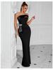 Vestido de noche con diseño de diamantes cosidos cruzados de Amazon, banquete, corte ceñido, top de tubo, estilo socialité, vestido de fiesta