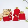 Bolsa Grande de Terciopelo Rojo para Joyería con Cordón, Al por Mayor en Stock