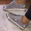 Estação Independente Amazon wish 2020 Temporada Explosões Moda Primavera Strass Lantejoulas Tamanho Grande Renda Plana com Cadarço Sapatos Femininos Individuais