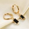 Pendientes Retro Europeos y Americanos Transfronterizos Simples de Acero Inoxidable Liso de 8 mm Versátiles con Incrustaciones de Diamante Pendientes de Oro de 18 quilates Venta al por Mayor Venta Caliente para Mujeres