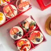 Caixa de Embalagem para Sobremesa de Ano Novo com 4 Compartimentos Caixa Transparente para Bolo Caixa para Embalagem de Bolo Mousse para Assar Caixa para Levar Sobremesa