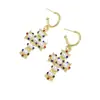 Pendientes de aleación nuevos con patrón de cruz y perlas, transfronterizos europeos y americanos, diseño de lujo ligero de alta gama, pendientes para mujer, joyería