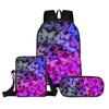 Mochila Estampado Creativo para Estudiante Set de Tres Piezas Serie Mariposa 3D Mochila Combinada de Gran Capacidad para Computadora para Hombre y Mujer