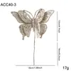 Nuevas decoraciones de lentejuelas de mariposa con purpurina y polvo de oro, adornos de árbol de Navidad de alta gama, arreglos florales, adornos colgantes y accesorios decorativos