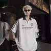 Camisa Polo de Manga Curta Estilo Americano High Street Masculina Verão 2024 Nova Camiseta de Manga Meia Manga com Gola Meio Zíper
