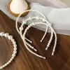 Diadema de Perlas de Alta Gama para Mujer 2025 Nuevo Estilo Diadema de Pelo Prensado Pinza para el Cabello Simple y Versátil Adorno para el Cabello Estilo Bosque para Salir Verano