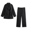 Chaqueta Minimalista de Estilo Europeo y Americano con Solapas Cruzadas 8321392 Pantalones de Estilo Pijama con Caída 8363392 traje