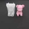 DIY Pegamento de Cristal Espejo de Goteo Oso Tridimensional Apretado Manos Rectas Sosteniendo Corazón Molde de Oso Adornos de Yeso para Aromaterapia