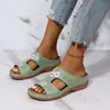 Sandalias Bordadas de Suela Gruesa de Gran Tamaño Europeas y Americanas Transfronterizas 2023, Zapatos de Mujer Cómodos y Versátiles, Forma de Zapato Ancho, Transpirables, Rojos