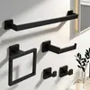 Porta-toalhas de aço inoxidável transfronteiriço porta-toalhas de banho barra de toalha conjunto de cinco peças para banheiro pingente ferragens de banheiro conjunto de tubo quadrado