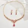 Conjunto de collar exagerado de joyería roja vintage transfronteriza, joyería de cristal lujosa, accesorios para vestidos de fiesta, suministro directo del fabricante