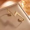 Pendientes Grandes Geométricos Ovalados Largos con Recorte Estilo Europeo y Americano Moda Elegante Cobre Incrustado Circonio Accesorios de Pendiente Individual