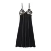 Vestido Longo Za com Cruzamento Estilo Europeu e Americano Moda Verão 2025 Tendência Nova Feminina Vestido Midi Bordado