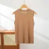Suéter sem mangas com gola redonda e diamantes para mulheres no outono e inverno, peça externa solta, top moderno com colete de tricô com diamantes brilhantes