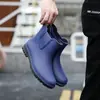 Botas de lluvia de moda transfronterizas para hombre, suela gruesa, resistentes al desgaste, antideslizantes, de goma, impermeables, botas de lluvia para cocina, zapatos de pesca para exteriores para hombre
