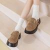 Meia-chinelo Feminino Estilo Birkenstock Baotou com Solado Grosso e Sem Tira no Calcanhar, Novo Modelo Primavera/Verão 2026, Cor Sólida, Salto Médio com Fivela