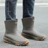 Zapatos de pesca impermeables para hombre de media pantorrilla para exteriores, botas de agua, botas de lluvia antideslizantes para repartidores