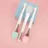 Brocha de silicona para mascarilla facial, cepillo doble para lavar la nariz, cepillo de maquillaje de doble propósito de cerdas suaves, aplicador de brocha para mascarilla facial de barro, belleza belleza maquillaje