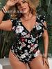 Biquíni de Moda Sexy Justo Estampado Floral Plus Size para Mulheres, Estilo Europeu e Americano Novo 2025, Comércio Transfronteiriço, Roupa de Banho para Férias