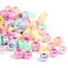 50/pacote ABS cor de mola cor pérola furo grande pérola artificial pulseira com contas acessórios para corrente de celular diy atacado