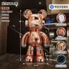 Adorno de Piso para DJ Oso de Dibujos Animados Extra Grande de 1.85m con Pedrería y Vidrio para Decoración de Interiores de Hotel y Casa de Huéspedes
