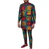 Um terno masculino personalizado com nova estampa batik tecido top calças Dashiki Cera Africana
