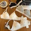 Lingerie de Renda Estilo Gatinho Puramente Fofa para Mulheres, Sem Fio, Levanta Seios Pequenos, Respirável, Confortável, Amigável à Pele, Sutiã de Bojo Triângulo