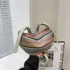 Bolsa Transversal de Ombro Feminina de Palha Trançada Nova Moda 2026, Elegante Bolsa de Bolinho Trançada Estilo Coreano