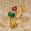 Anillo Abierto de Corazón de Zircón Geométrico de Moda Simple Nuevo Producto Transfronterizo Aogu Estilo Ins Femenino Lujo Accesible de Nicho