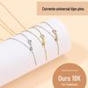 Titânio banhado a aço 18K ouro agulha-tipo corrente universal feminino versátil diy road pass frisado colar universal ajustável com agulha