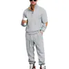 Conjunto de Sudadera Henry de Cuello Alto Texturizada Pesada Holgada de Otoño e Invierno Europeo y Americano para Hombre con Pantalones Casuales