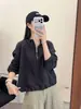 Sudadera con media cremallera y cuello alto estilo coreano para mujer 2026 Nueva llegada Primavera/Otoño Estilo perezoso Holgada Adelgazante Moda Versátil Top Tendencia