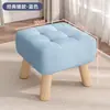 Banqueta Pequena para Uso Doméstico, Banqueta de Sofá na Cor Creme, Banqueta de Mesa de Centro, Banco de Madeira Maciça, Banqueta para Trocar Sapatos na Entrada, Banqueta Baixa Simples com Almofada Macia para Sala de Estar
