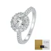 Anel Europeu e Americano Transfronteiriço Novo de Moissanita Prata Esterlina 925 Flor Redonda Estilo Levemente Luxuoso Anel de Pedido de Casamento Joias