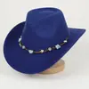 Nuevo Sombrero de Vaquero Occidental Comercio Exterior Transfronterizo Sombrero de Fieltro Estilo Étnico Unisex Estilo Tibetano Ala Curvada Accesorios de Joya Estrella