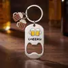 Abrebotellas de cerveza transfronterizo llavero de acero inoxidable colgante impreso regalo para novio Día del Padre llavero de herramienta