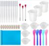 Conjunto de ferramentas de ajuste de cola de gota de cristal de resina epóxi almofada de silicone copo medidor haste de agitação