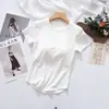 Top de Venda Direta Estilo Novo com Bojos, Gola Redonda, Mangas Meias Cauda de Andorinha, Copo Integrado, Adequado para Usar Sozinho ou em Camadas, Moda Primavera/Verão
