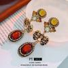 Pendientes ovalados de diamantes con alfiler de plata vintage de estilo antiguo medio, pendientes estilo corte de nicho retro, pendientes de alta gama al por mayor